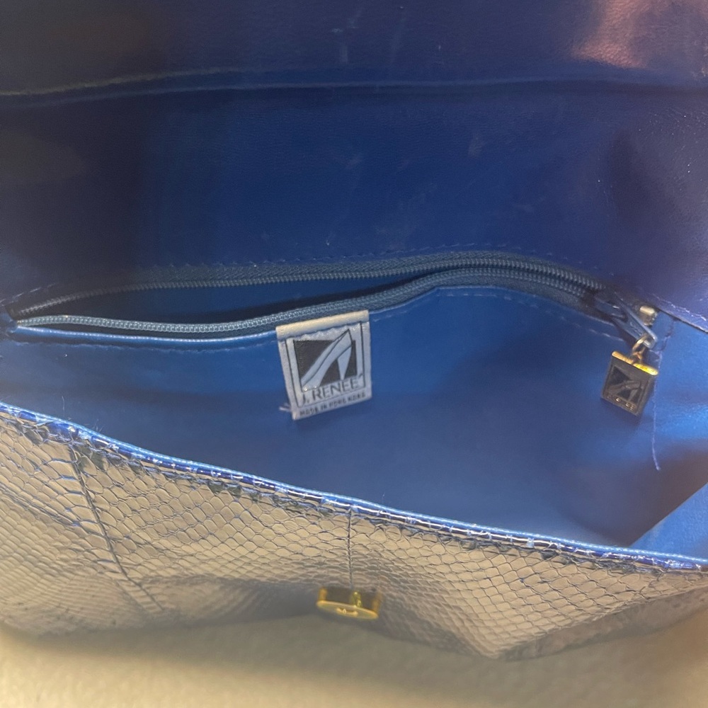 Vintage J. Renee Women’s Classic Blue Snakeskin Clutch Bag/ matching Heels sz 8 - Picture 7 of 7